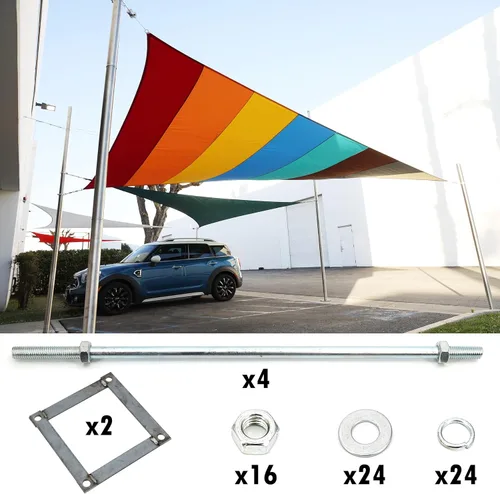 Miniatura 3 de Royal Shade Juego de marcos de base reforzados para poste de vela de sombra, barra de refuerzo resistente de 15 pulgadas, fácil instalación