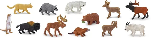 Miniatura 3 de Vida salvaje de Toob Safari Ltd con 12 figuras de animales salvajes favoritos de América del Norte como un león montañés, lobos, alces, ariete
