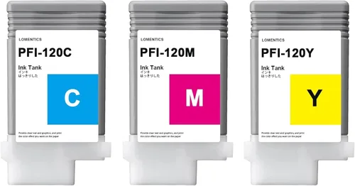 Miniatura 2 de PFI120 Depósito de tinta de 4.4 fl oz (paquete de 3 unidades, cian, magenta, amarillo) Lometic compatible con PFI120C PFI120M PFI120Y Reemplazo