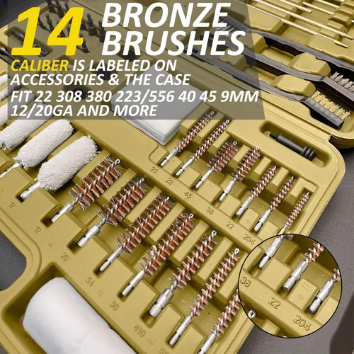 Miniatura 4 de iunio Kit de limpieza universal de pistola, con alfombrilla y funda, escobillas de latón completas, varillas y adaptadores, para todas las pistolas