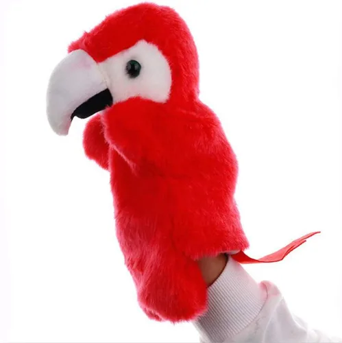 Títeres de mano de loro de peluche, pájaros, animales de peluche, juguetes para imaginativo, juego de simulación, narración de cuentos, rojo