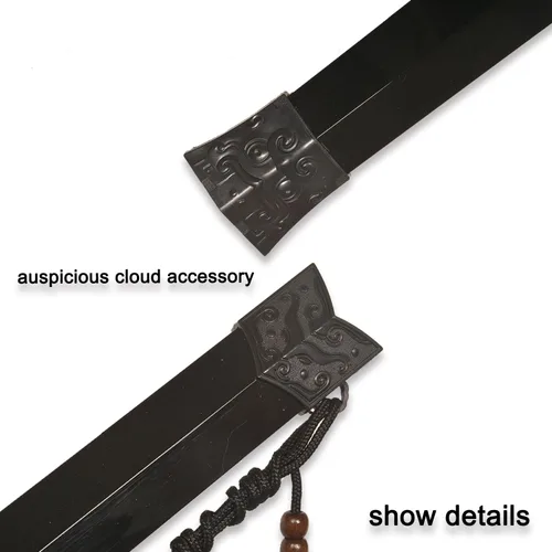 Miniatura 4 de 39" Plastic Martial Arts Polypropylene Training Katana Practice Sword, Black Chinese Tang Dynasty Style Dragon Pattern Decorated Sword with Scabbard