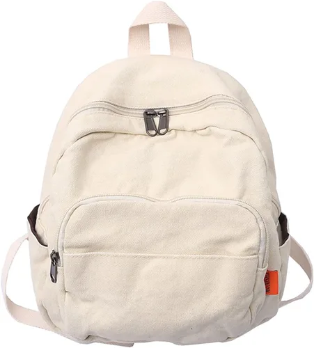 Mini mochila para mujeres y hombres, pequeña bolsa de lona estética, mochila de trabajo, mochila linda, bolso casual, Blanco, Mochilas Daypack