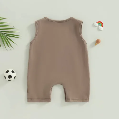 Miniatura 106 de Mameluco unisex de manga corta para bebé recién nacido, con botones, de una pieza, ropa de color sólido