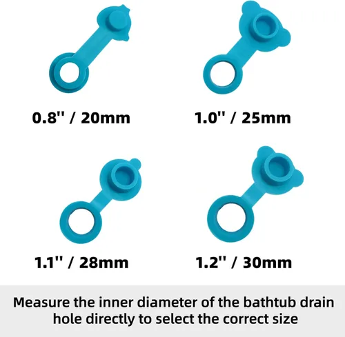 Miniatura 4 de Tapones de bañera de silicona, se adapta a la mayoría de bañeras de bebé, 5 tamaños de tapones de bañera de bebé (1.0 pulgadas de diámetro interior)