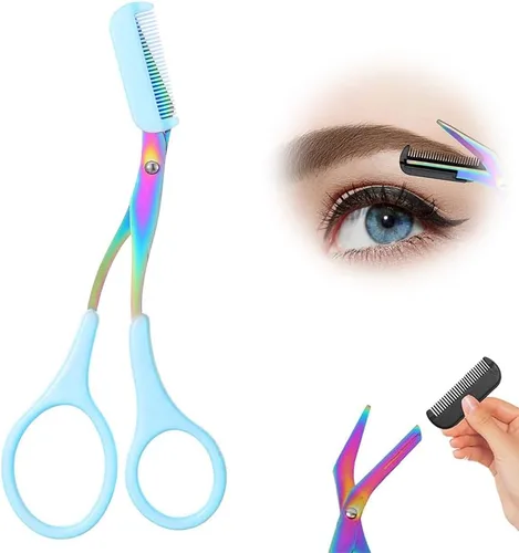 Tijeras Recortadoras de Cejas, Tijeras Profesionales para Cejas 2 en 1 con Peine, Cortador de Cejas de Precisión de Acero Inoxidable Herramienta de