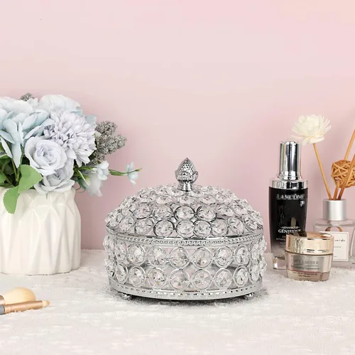Miniatura 2 de Hipiwe Joyero con espejo de cristal, caja organizadora de baratijas, caja decorativa de lujo para anillos, caja de almacenamiento de aretes, caja