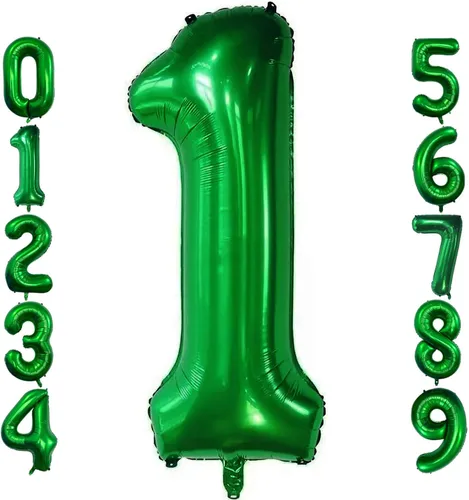 Miniatura 8 de Globo de 40 pulgadas color verde oscuro número 4 gigante, de papel de aluminio de Mylar gigante, globos de helio verde oscuro para fiestas