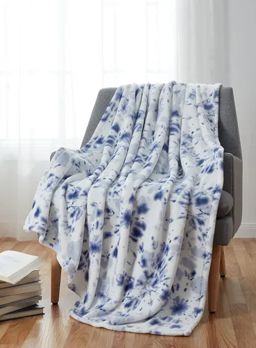 Miniatura 23 de Serafina Home Manta floral de vellón de terciopelo primaveral: jardín de rosas de flores rosas, azules, verdes en un diseño colorido suave
