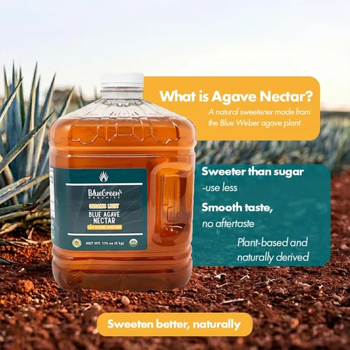 Miniatura 2 de BLUE GREEN ORGANICS - Néctar de agave azul claro, 176 onzas (1 galón) a granel Edulcorante natural orgánico con bajo índice glucémico USDA