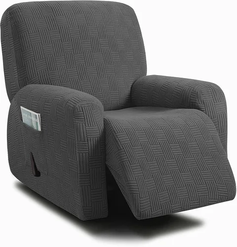 Miniatura 31 de ULTICOR - Juego de 8 fundas para sofá reclinable de jacquard, fundas para sofá reclinable elásticas para 3 cojines, gruesas, suaves, lavables Gris