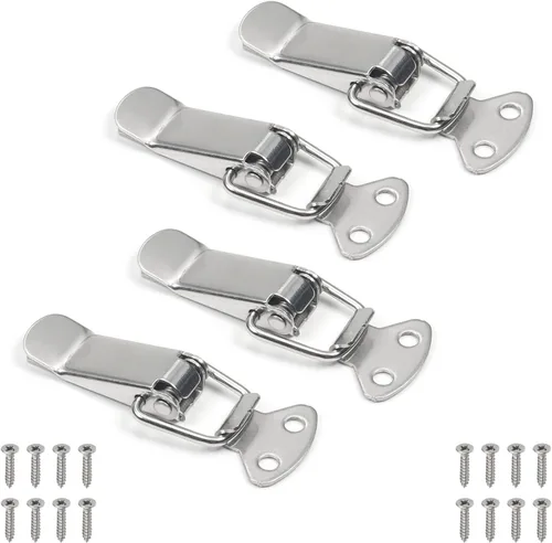 Miniatura 11 de Cerradura de palanca de acero inoxidable 201 de 1.54 pulgadas de longitud con resorte sin agujero de bloqueo, cerraduras con resorte para caja