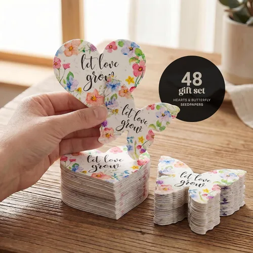 Miniatura 3 de Combo Seed Paper - 24pcs Hearts & 24pcs Butterflies, Writable & Plantable Wildflower Gifts for Mom this Mother’s Day, Use for Shower Favors