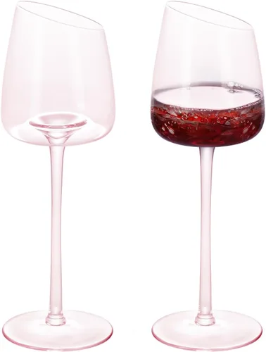 Miniatura 14 de KAMMAK Juego de 2 copas de vino de 11.49 onzas, de cristal soplado a mano, borde fino y tallo largo, perfectas para rojo y blanco, uso diario
