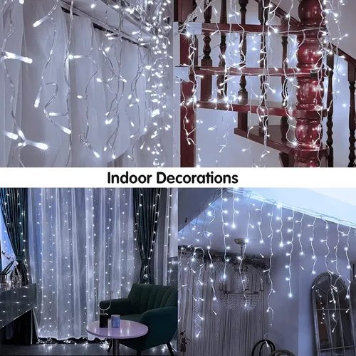Miniatura 5 de KiflyTooin Luces Solares de Navidad para Exteriores Impermeables Luces de Cortina para Decoraciones de Navidad 320 LED 29.5 pies 60 Gotas, Luces