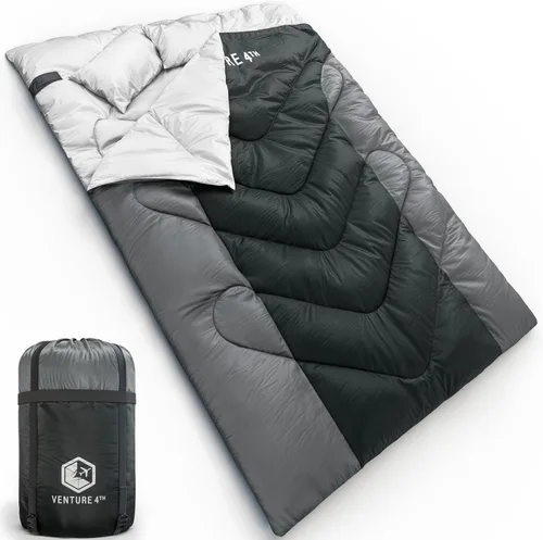 VENTURE 4TH Saco de dormir para mochileros – XXL, tamaños dobles e individuales – Saco de dormir ligero para clima cálido y frío para adultos, niños