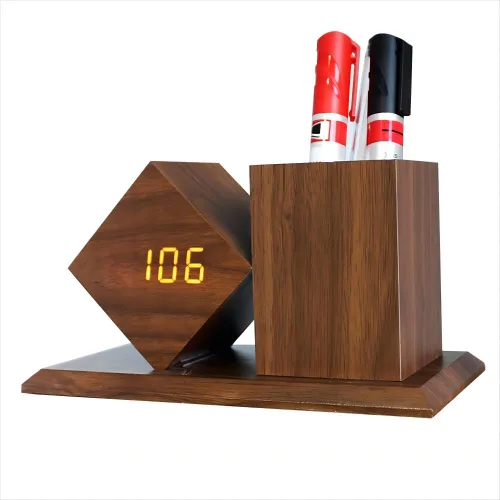 Miniatura 5 de Reloj despertador digital LED con pantalla de calendario de temperatura, ajuste de brillo de 3 niveles, activado por sonido, multifuncional