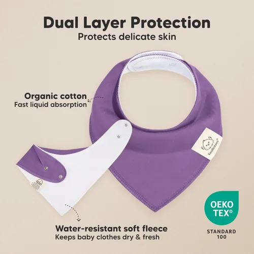 Miniatura 2 de KeaBabies 8 unidades de baberos orgánicos tipo bandana para niñas - Baberos tipo triángulo súper absorbentes para bebés que babean y están en Lila