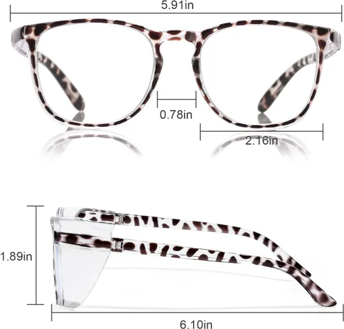 Miniatura 6 de Elegantes gafas de seguridad para mujeres y niñas, gafas anti-vaho, gafas protectoras, gafas transparentes Paquete de 1: tortuga