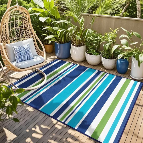 Miniatura 5 de Alfombra de plástico para patio al aire libre impermeable – Alfombras para exteriores para cámper, caravana, porche, cubierta, alfombra de área