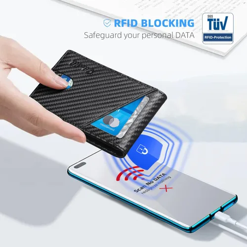 Miniatura 100 de Zitahli - Billeteras delgadas RFID para hombres, billetera de cuero flexible con clip de dinero, cartera minimalista con bolsillo frontal