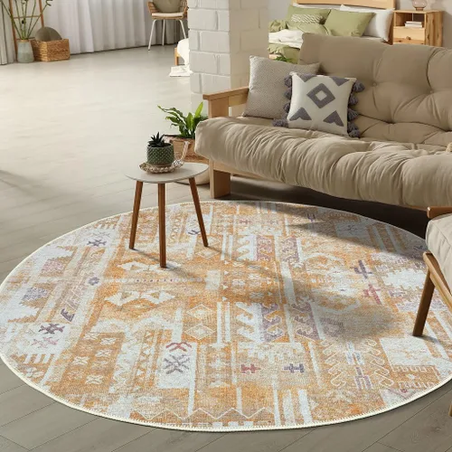 Miniatura 41 de GLN Rugs Bohemian Collection - Alfombra de felpilla lavable a máquina, bohemio vintage, antideslizante, alfombra de felpilla de pelo bajo, alfombra