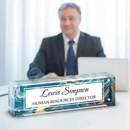Placa de Nombre para Escritorio, Placa de Nombre con Patrón de Doble Cara para Escritorio, Decoración de Escritorio de Oficina Personalizada para