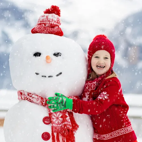 Miniatura 31 de Hicdaw 6 pares de guantes de invierno para niños, guantes de punto elásticos y cálidos para niños o niñas