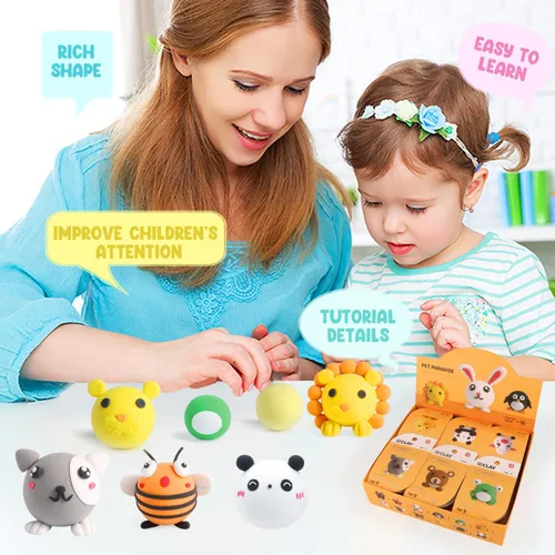 Miniatura 2 de LOUFOR Kits de arcilla de secado al aire - Arcilla para modelar para niños, ultra ligera y suave, segura y no tóxica, 12 cajas de arcilla mágica