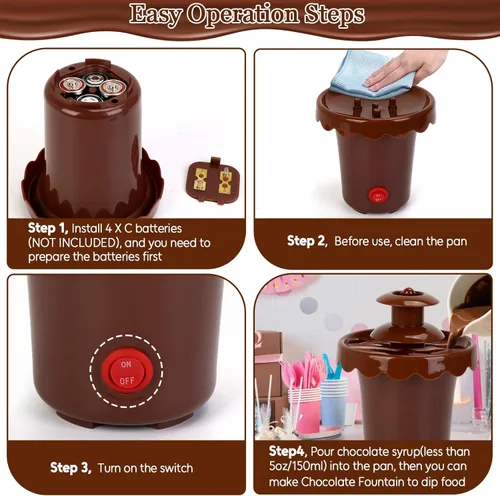 Miniatura 4 de Mini fuente de chocolate de 5 onzas con 10 tenedores, mini máquina de inmersión de chocolate de 2 niveles para uso con jarabe de chocolate, apta Café