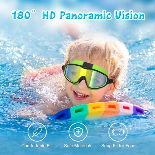 Miniatura 2 de VegoVia - Paquete de 2 gafas de natación para niños, gafas de natación antivaho con protección UV, de visión amplia, para niños de 3 a 15 años