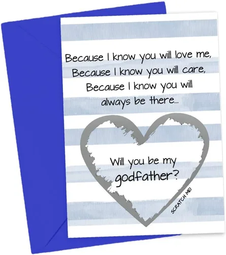Miniatura 18 de Tarjeta para raspar con texto en inglés «Will You Be My Godmother Godfather Scratch Off», tarjeta para promoción de Tia y Tio a Padrinos de parte