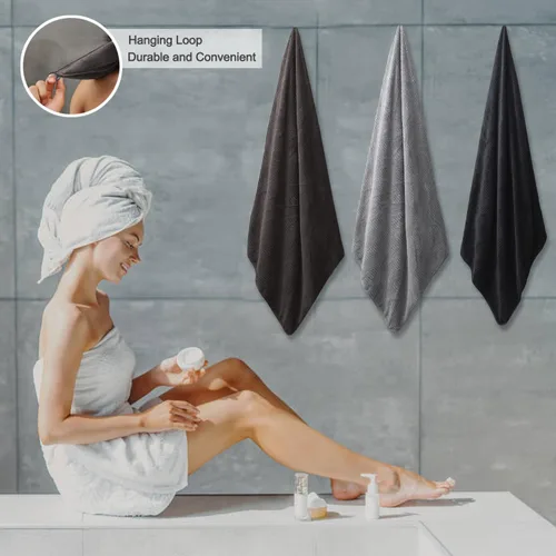 Miniatura 6 de Ferdilan Juego de 4 toallas de baño de gran tamaño de 35 x 70 pulgadas, toallas de baño extra grandes y suaves de 600 GSM, toallas de secado rápido