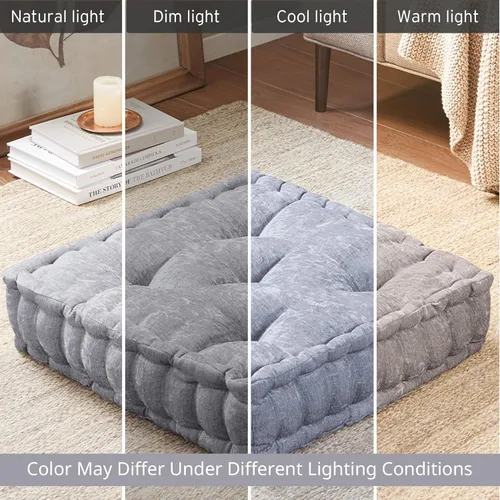Miniatura 9 de Intelligent Design Azza Almohada de Piso, Cojines Grandes para Sentarse para Adultos, Almohada de Piso para Meditación o Yoga, Chenille Lustroso