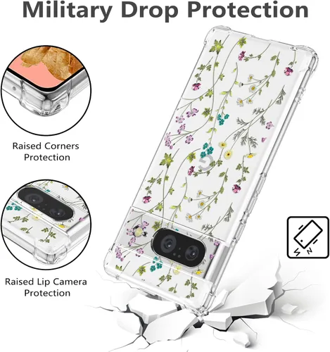 Miniatura 2 de RALEAVO Funda floral para Google Pixel 8, funda transparente para teléfono con patrón de ramas de flores, delgada y bonita, para niñas y mujeres