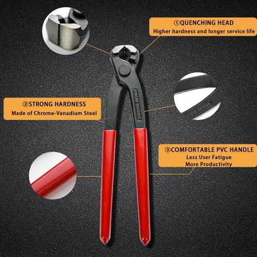 Miniatura 2 de AKIHISA Alicates de abrazadera de oreja de 9 pulgadas, herramienta engarzadora de acero cromo vanadio, extractor de clavos, herramienta de engarce