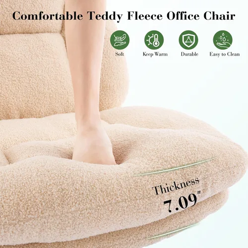 Miniatura 5 de Silla cruzada gruesa, acolchada, ergonómica, con patas cruzadas, con ruedas, silla giratoria sin brazos, altura ajustable para computadora