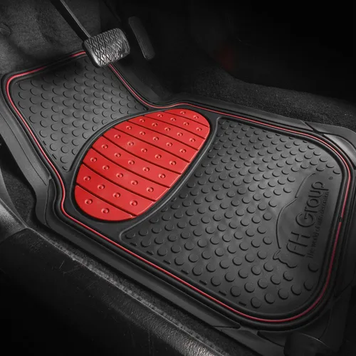 Miniatura 2 de FH Group Alfombrillas de piso para automóvil - Alfombrillas de goma resistentes para autos, juego completo universal, alfombrillas automotrices Rojo