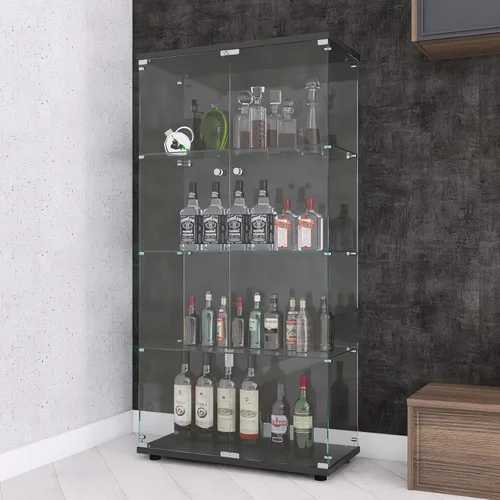 Miniatura 5 de Vitrina de cristal de 64 pulgadas de alto, gabinete de 4 estantes con puerta de vidrio de la colección Curio, vitrina de trofeos con cerradura