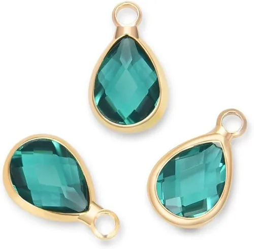 Miniatura 9 de Adabele Colgante de piedra natal de grado A, caída de 11 mm, 14 mm, 16 mm, chapado en oro amarillo de 18 quilates para aretes personalizados