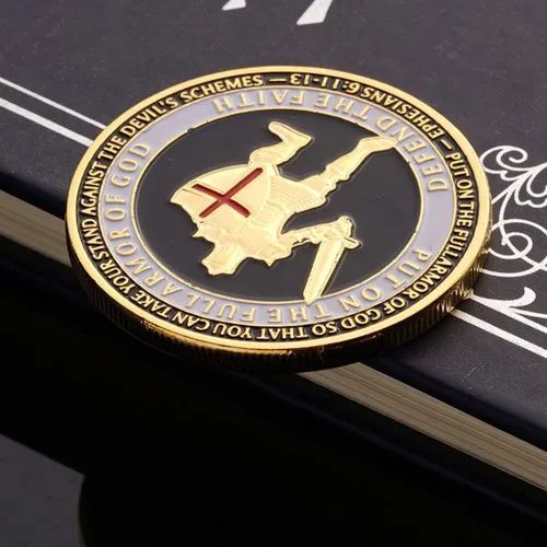Miniatura 4 de Ponte la moneda de desafío de armadura completa de Dios, moneda conmemorativa de oración medallón coleccionable
