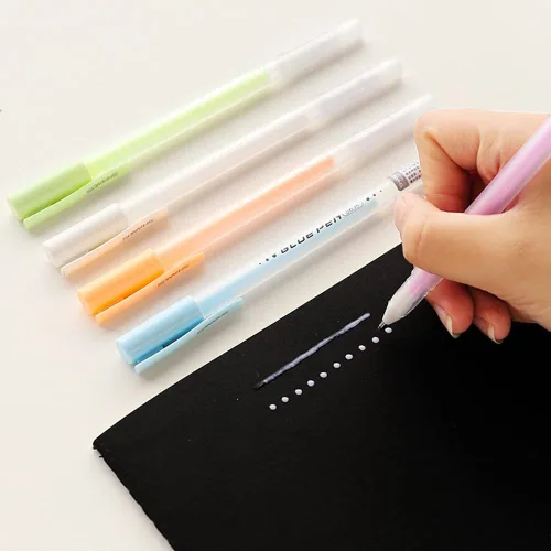 Miniatura 6 de Juego de bolígrafos de pegamento de secado rápido, adhesivo de gel de resina, 6 colores, papelería hecha a mano, manualidades, estampado de papel