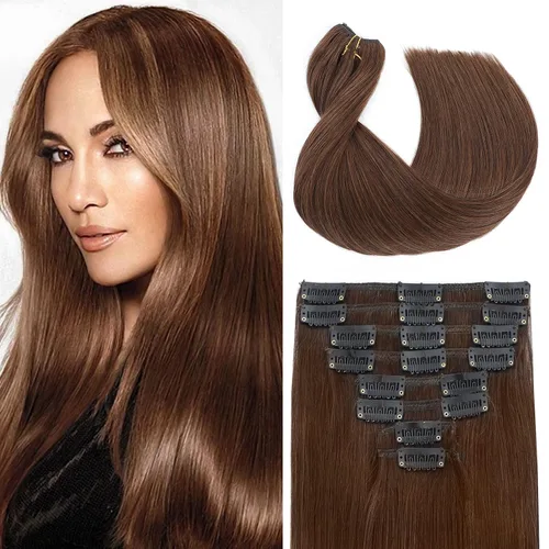 Miniatura 9 de Extensiones de cabello humano real con pinzas, extensiones de cabello humano 100% humano, extensiones de cabello humano brasileño Remy, extensiones