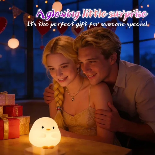 Miniatura 5 de Rytinazzz Luz nocturna de silicona para bebé, lámpara de pato de batería larga de 50 horas, regalo para niños, luz suave y segura para guardería