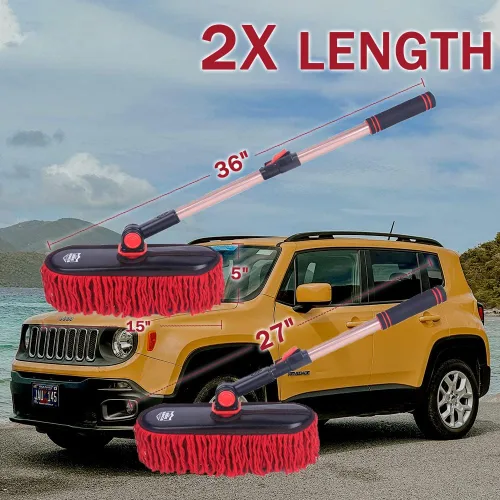 Miniatura 2 de Plumero para exteriores sin arañazos, cepillo para polvo de coche con mango telescópico extensible para quitar el polvo y el polen, plumero