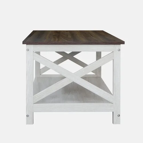 Miniatura 5 de Mesa de café Rainbow Sophia, mesa de café moderna de estilo casa de campo con almacenamiento de 2 niveles, 40 pulgadas, roble Sargent