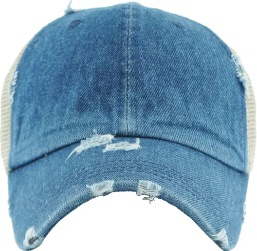 Miniatura 3 de MIRMARU Gorra de béisbol para mujer, de algodón lavado, con malla en la espalda, moño alto desordenado