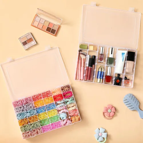 Miniatura 2 de 1 Paquete Caja Organizadora de Plástico Transparente con 36 Ranuras, Divisores Ajustables, Pequeños Organizadores de Manualidades y Almacenamiento