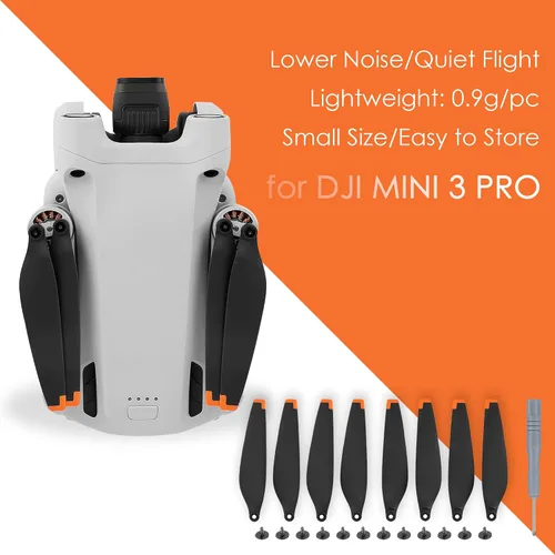 Miniatura 2 de CAPART Hélices para DJI Mini 3 Pro Dron, accesorios ligeros de bajo ruido, silenciosos, con tornillos y destornilladores cuchillas