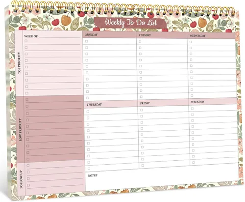 Miniatura 27 de Taja Bloc de notas semanal con 52 hojas sin fecha (8.5 x 11 pulgadas), planificador semanal de escritorio para mujeres y hombres, trabajo y hogar